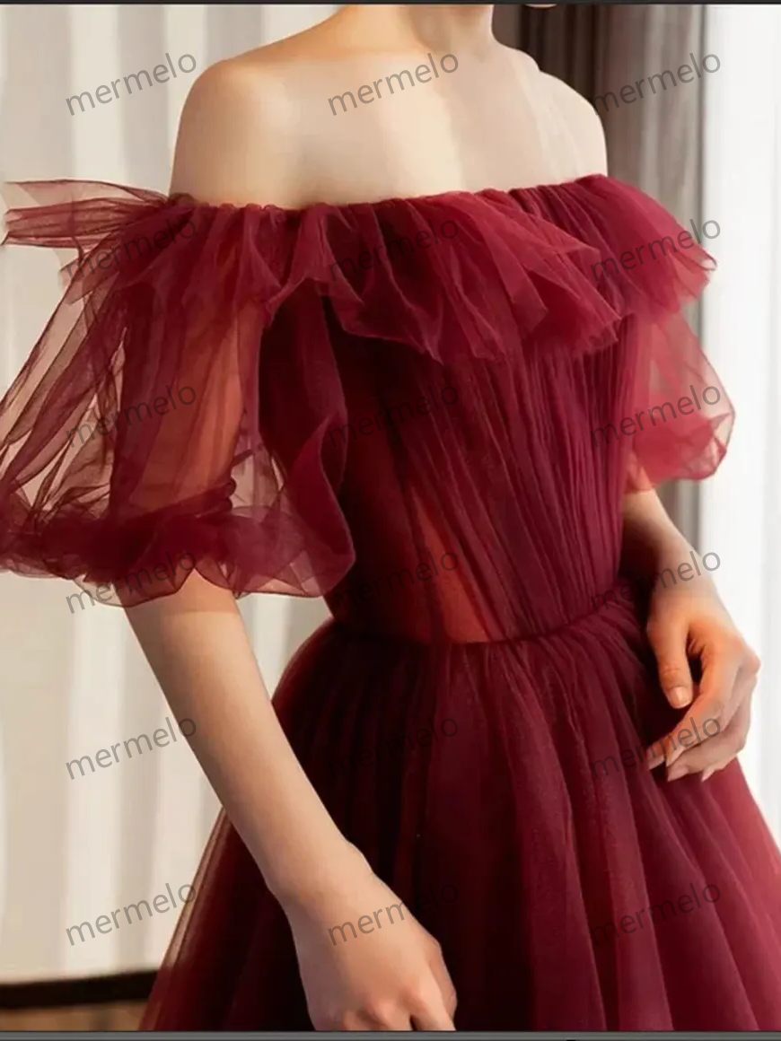 Red Tulle Prom Dress,Evening Prom Dress,Weddding Birthday Graduation Bridesmaid Party Dress,Cocktail Dress,Fairy Ball Gown,Princess Dress