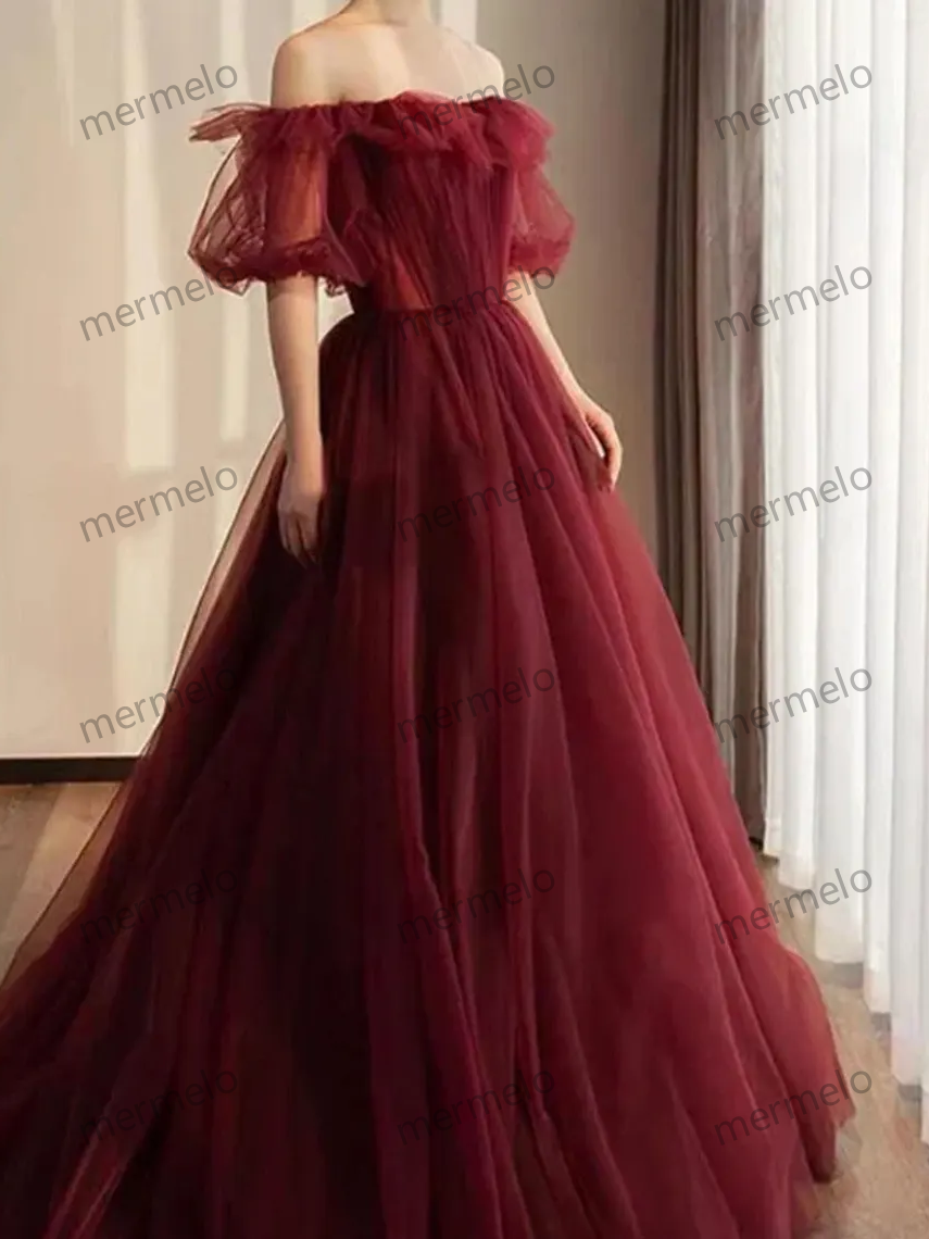 Red Tulle Prom Dress,Evening Prom Dress,Weddding Birthday Graduation Bridesmaid Party Dress,Cocktail Dress,Fairy Ball Gown,Princess Dress
