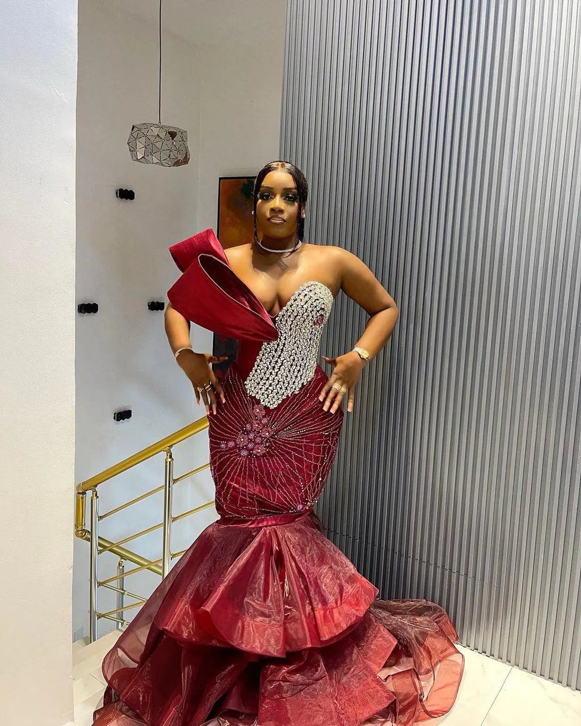 Red Prom dress, Sequin dress, Corset gown Pageant gown, Homecoming dress, Wedding reception gown, Birthday gown, Party Aline gown with slit